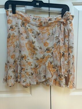 American Eagle Outfitters Yellow Floral Faux Wrap Mini Skirt Small NWT